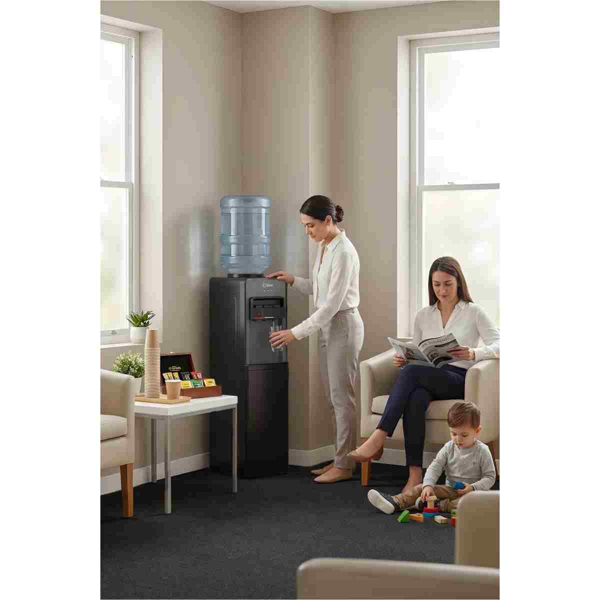 Kiwi KWP-8553 Su Sebili Siyah, 3 Musluklu (Sıcak-Soğuk-Ilık), Saklama Dolabı - Görsel 2