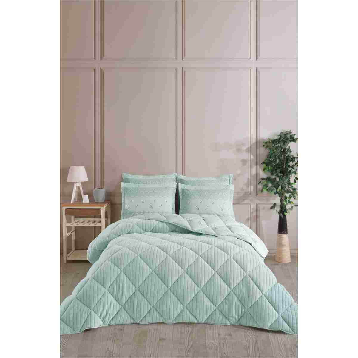Otelonia Striped Jakarlı Wellsoft Çift Kişilik Uyku Seti Lastikli Çarşaflı 4 Parça - Görsel 20