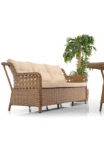 Evdemo Deniz Rattan Puflu Bahçe Balkon Takımı 3+1+1 Kahve - Görsel 3