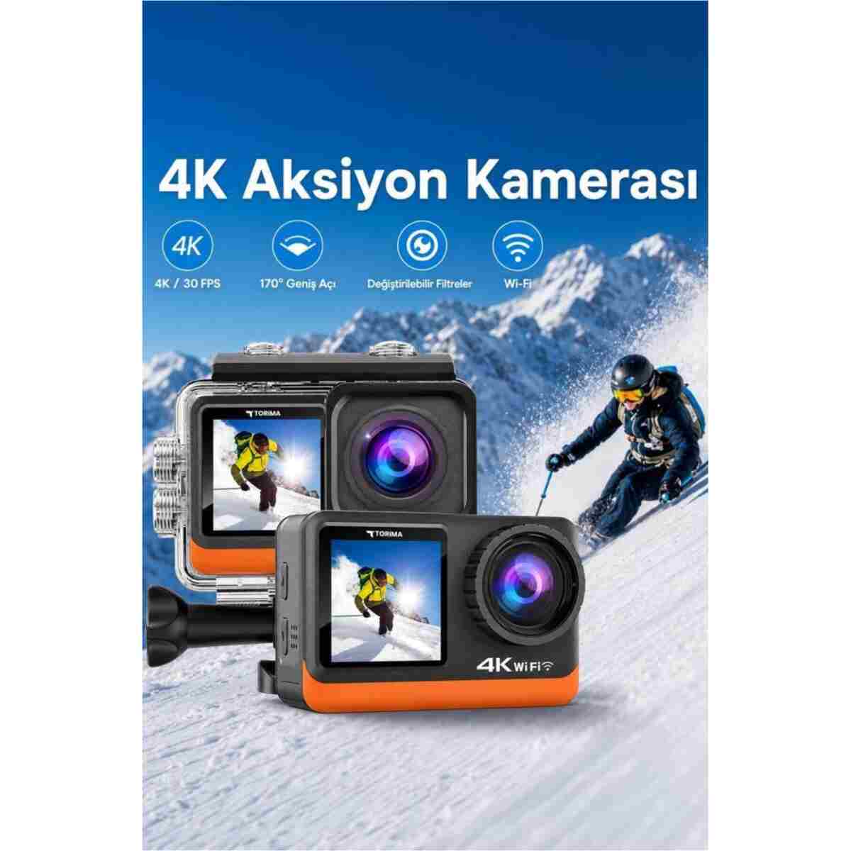 Torima Aksiyon Kamerası Ultra Hd Wifi 4K Su Geçirmez Kamera AC03 Siyah - Görsel 7