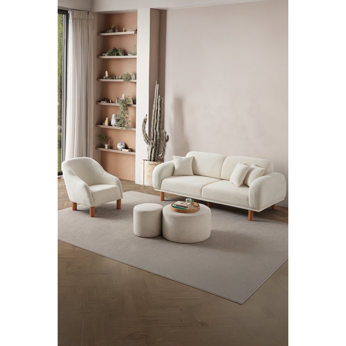 EDSY HOME Regnum Koltuk Takımı 3+3+1 Krem Renk - Görsel 3