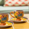 English Home Exotic Wild New Bone China 4 Parça 2 Kişilik Kahve Fincan Takımı Sarı