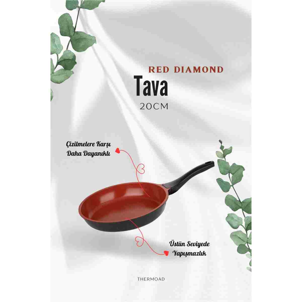 ThermoAD | Tava Seti | 3 Parça | 20cm-24cm-28cm | Red Diamond - Görsel 5