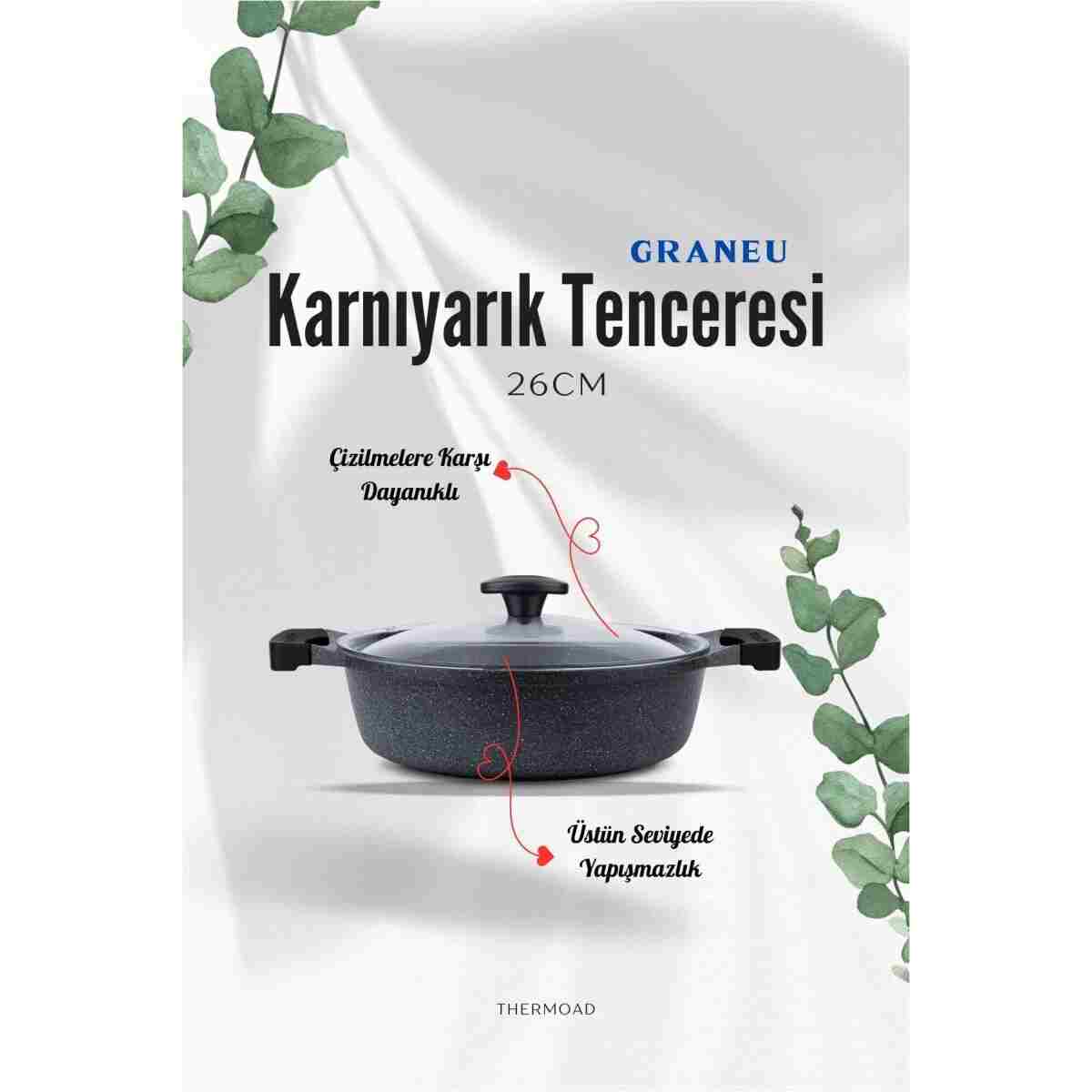 ThermoAD Alüminyum Granit Döküm Graneu Model 7 Parça Set Tad7prgrangri, One Size - Görsel 3