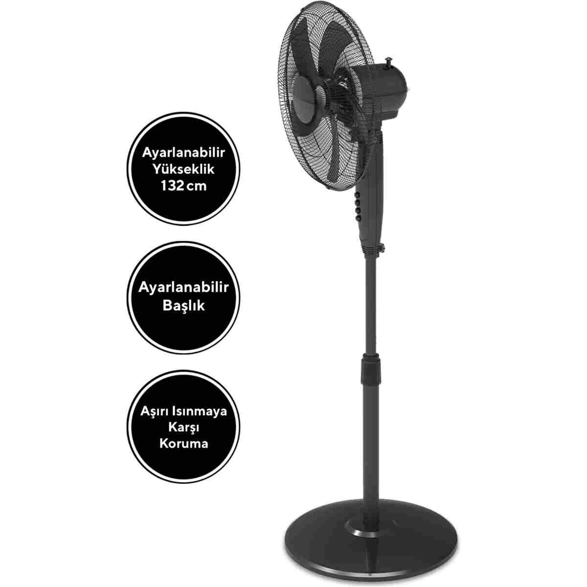 KUMTEL Ktf-330 Siyah Vantilatör 16'' (5P) - Görsel 4