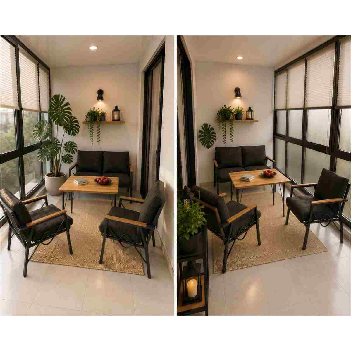 DORUK HOME Balkon, Bahçe, Cafe, Metal Koltuk Takımı, Bahçe Takımı , Çay Seti, 2 1 1 Masa - Görsel 5