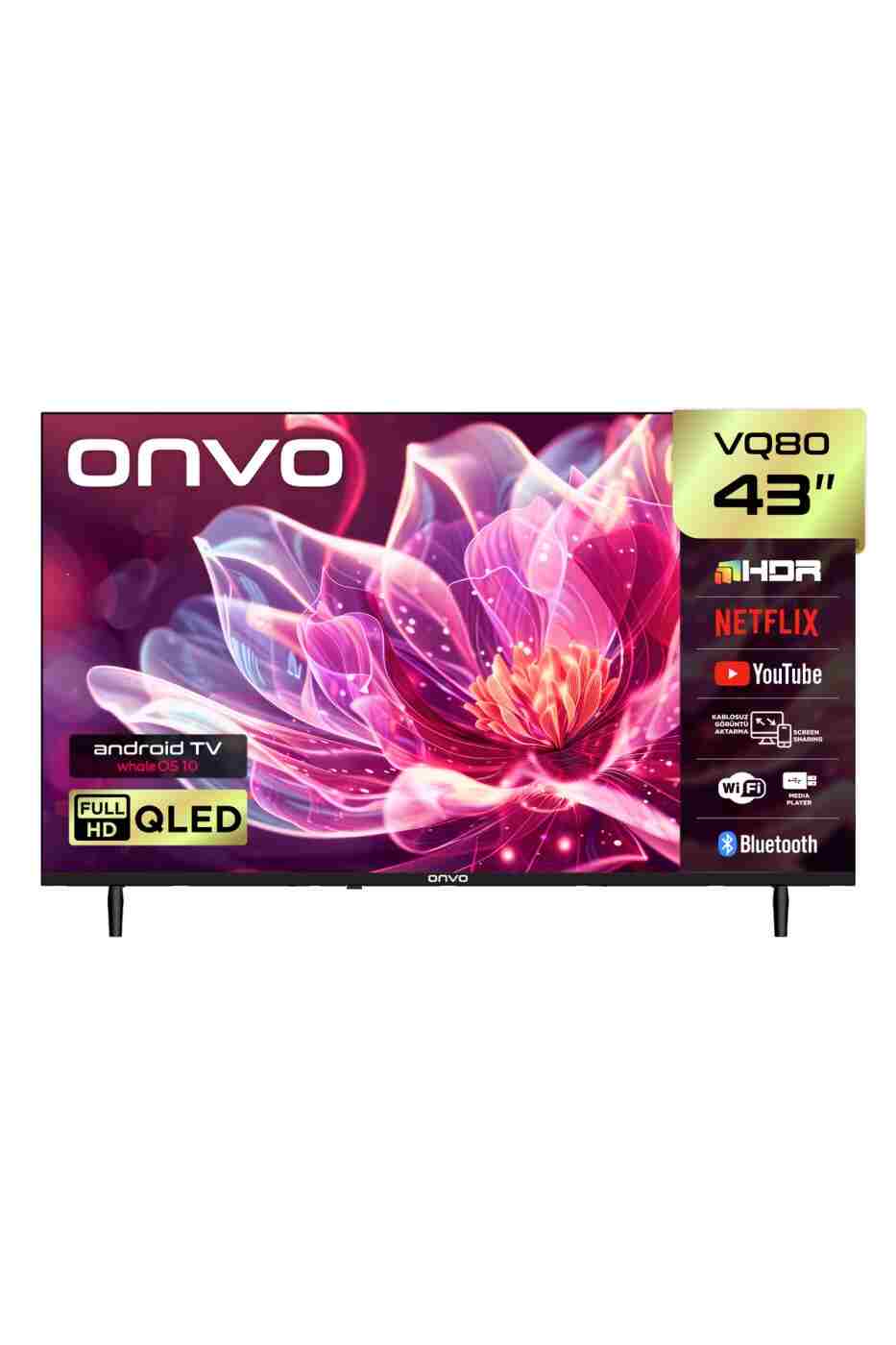 ONVO 43VQ80F2FA 43'' 109 Ekran Uydu Alıcılı Full HD WhaleOS 10 QLED TV