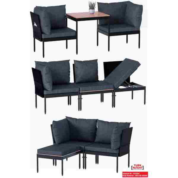 Limni Home Mini Multilounge Bahçe Balkon Mobilyasi, Şezlong