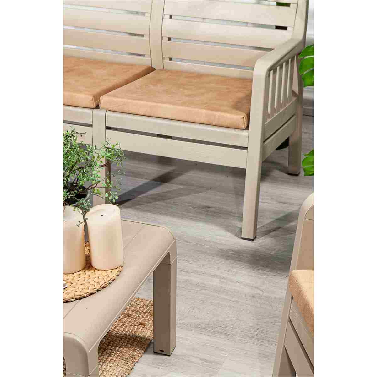 SANDALİE Lara 3 1 1 S Bahçe Takımı Balkon - Bahçe - Teras Mobilyası / Cappucino - Görsel 3
