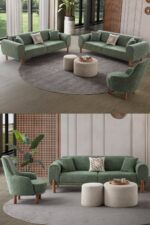 EDSY HOME Armoni 3+3+1+1 Koltuk Takımı Krem - Görsel 8