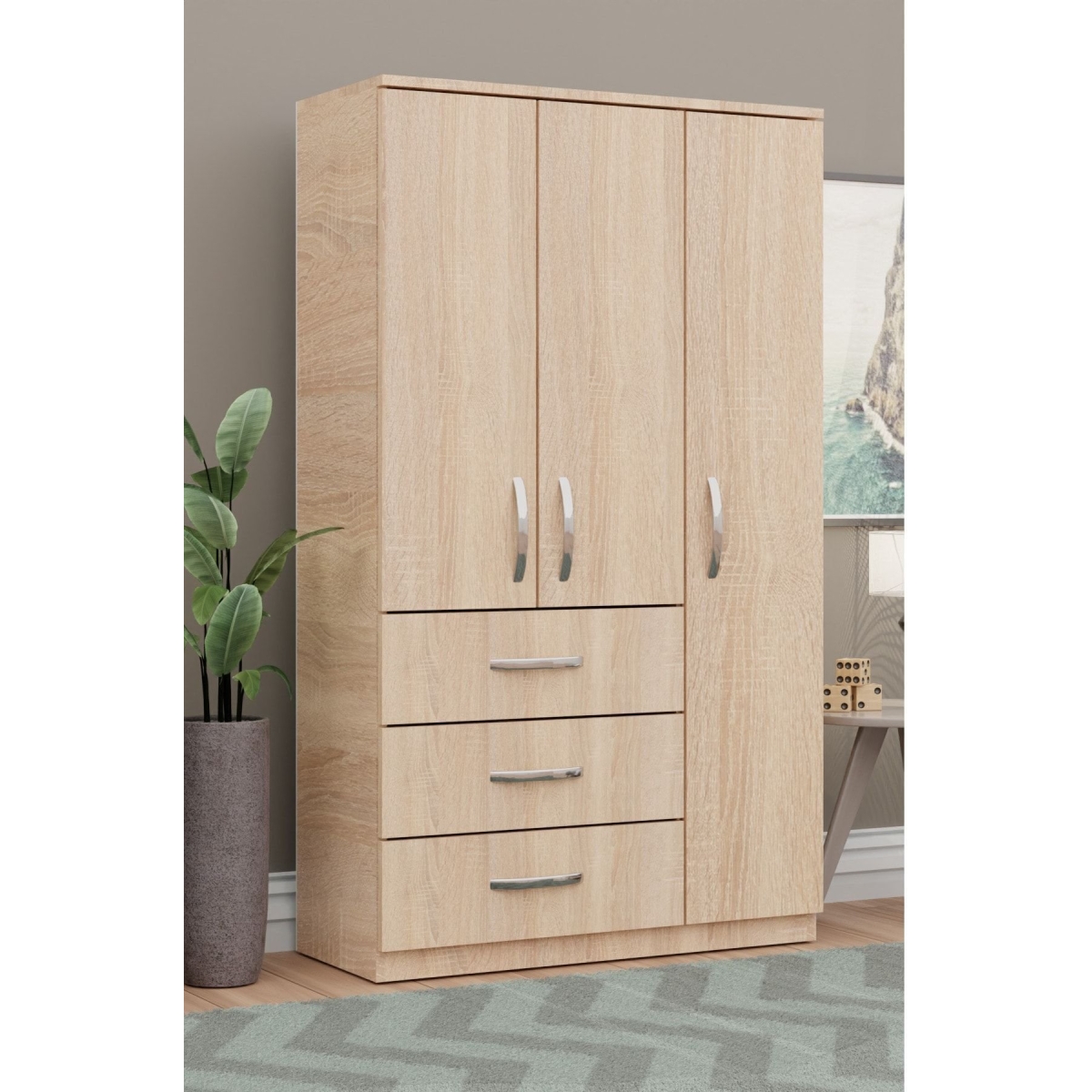 Metalia GM 302-S ECE LÜX 3 KAPI 3 ÇEKMECELİ SONOMO GARDIROP - Görsel 2