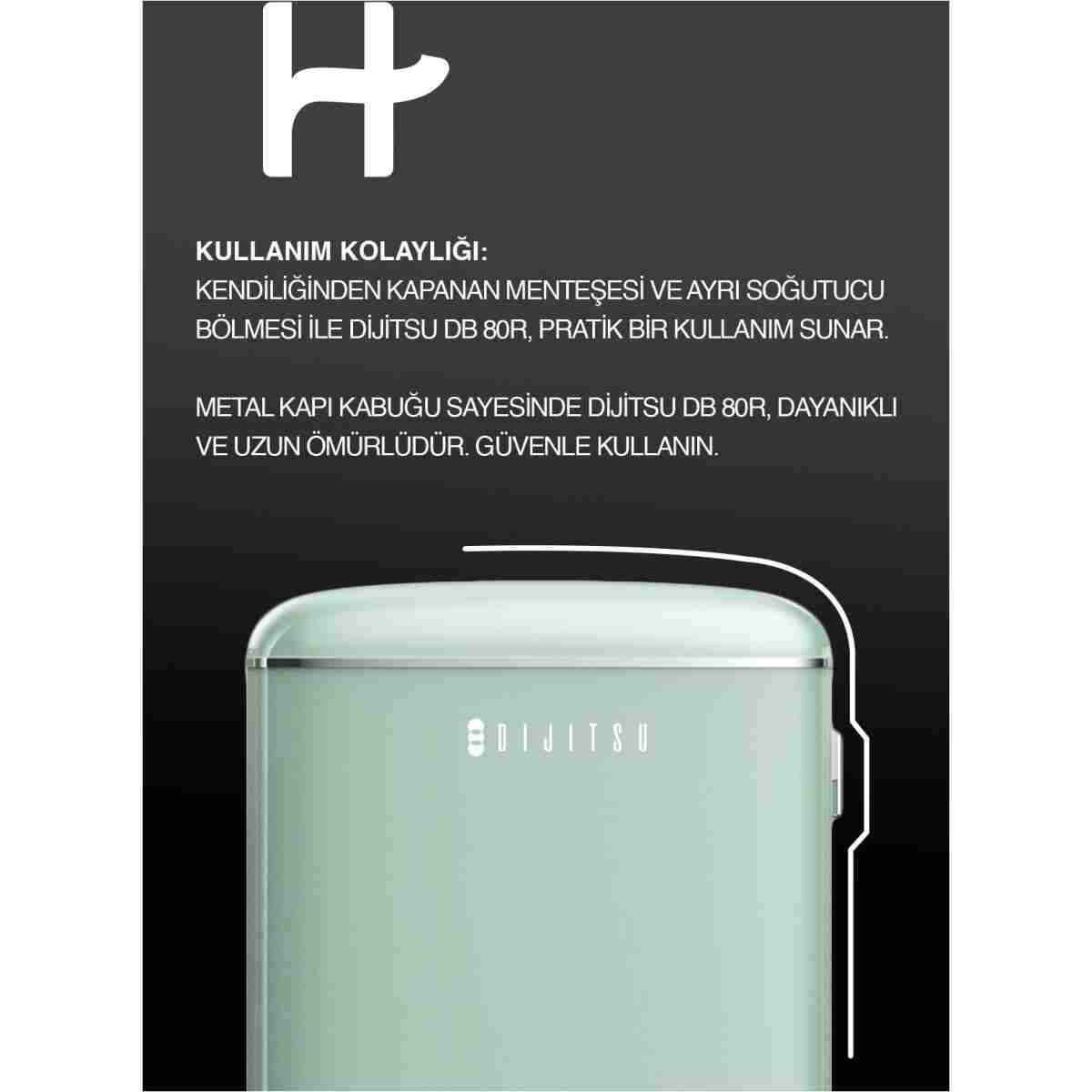 Dijitsu Db80rgr Retro Yeşil Mini Buzdolabı - Görsel 5