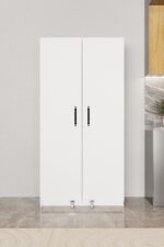 AEKA Ae-3035 Vezir Beyaz Kiler, Erzak Dolabı, Çok Amaçlı Mutfak Dolabı, Banyo,2 Kapaklı, Raflı, Tekerli - Görsel 5