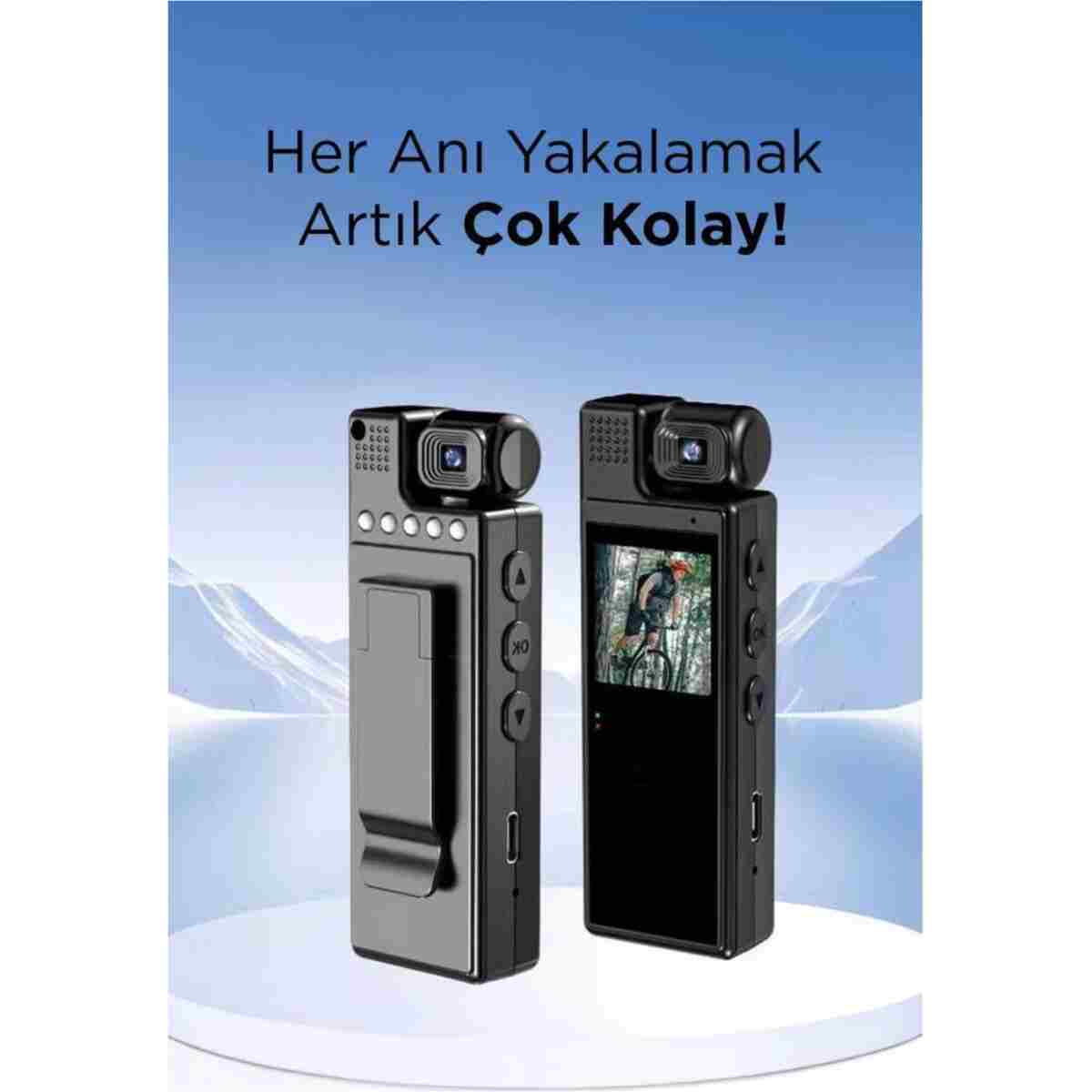 Torima CMR-19 Siyah 4k 180 Derece Vücut Kamerası Wifi Gece Görüslü Aksiyon Kamerası - Görsel 4