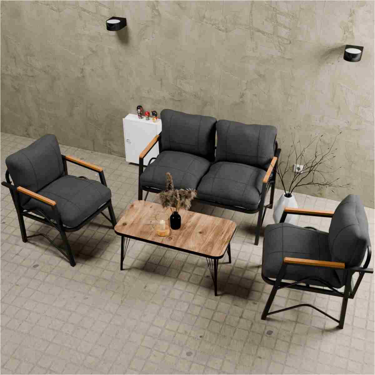 MB GARDEN FURNITURE Dream Model, Balkon, Bahçe, Cafe, Metal Koltuk Takımı, Bahçe Takımı , Çay Seti, 2 1 1 Sehpa - Görsel 2