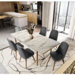 UZMHOME EZGİ 6 Kişilik Açılır Masa Sandalye Takımı Mutfak Masası Takımı Salon Masası Yemek Masası Takımı