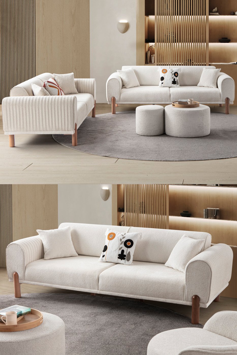 ea03c35f5e505075e13aaf9f56e0c9b0 EDSY HOME Armoni 3+3 Koltuk Takımı Krem - Görsel 1