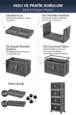 Lavine ”MEDIUM” 4 Katlı Portatif Dolap Organizer 30LT Çok Amaçlı Mıknatıs Kapaklı, Katlanır, Tekerlekli - Görsel 19