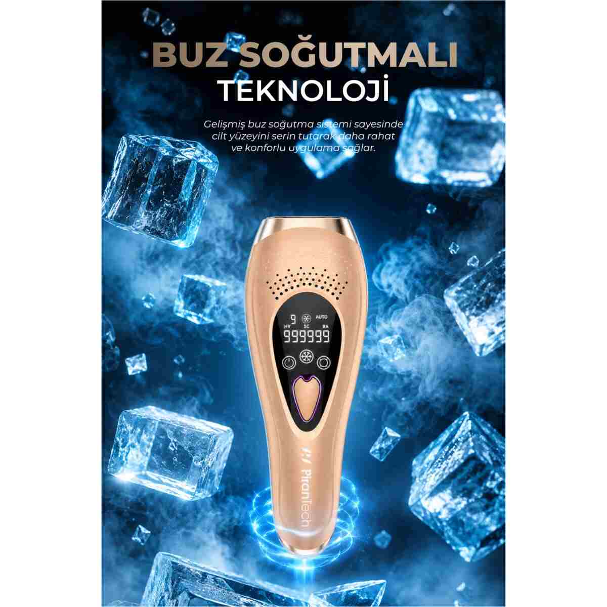 PiranTech BHRL-10 Lcd Ekranlı 9 Seviyeli Cilt Gençleştirici Buz Lazer Ipl Epilasyon Tüy Alma Aleti - Görsel 2