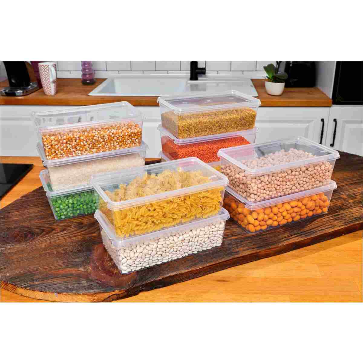 SUPERPUP Plastik Saklama 20 Adt Kabı Bakliyat Yemek Oyuncak, Kilitli Dondurucu Kahve 2 Litre (23X14X8 CM) - Görsel 11