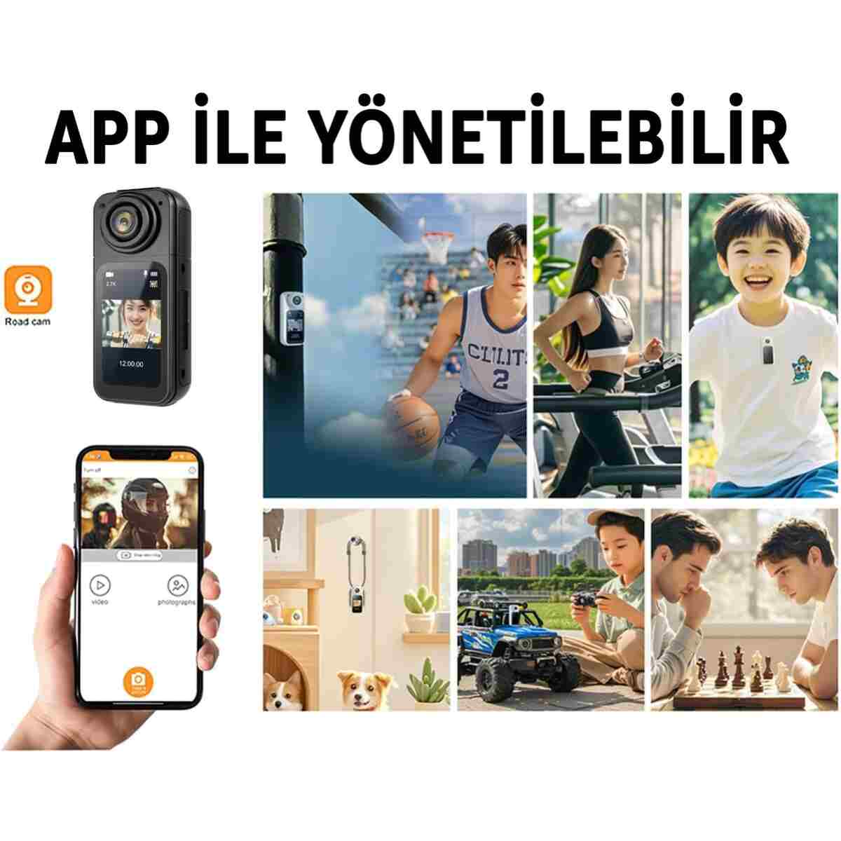 ROBEVE Mini Taşınabilir Aksiyon Kamera – 2.7K Ultra HD, 180° Döner Lens, 1.47″ HD Ekran, Mıknatıslı - Görsel 8