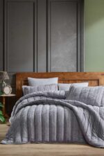 Elart Velvet Comfort Set Uyku Seti Çift Kişilik Kadife 3 Parça (230x220 cm) Gümüş