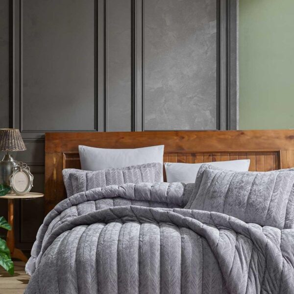 Elart Velvet Comfort Set Uyku Seti Çift Kişilik Kadife 3 Parça (230x220 cm) Gümüş