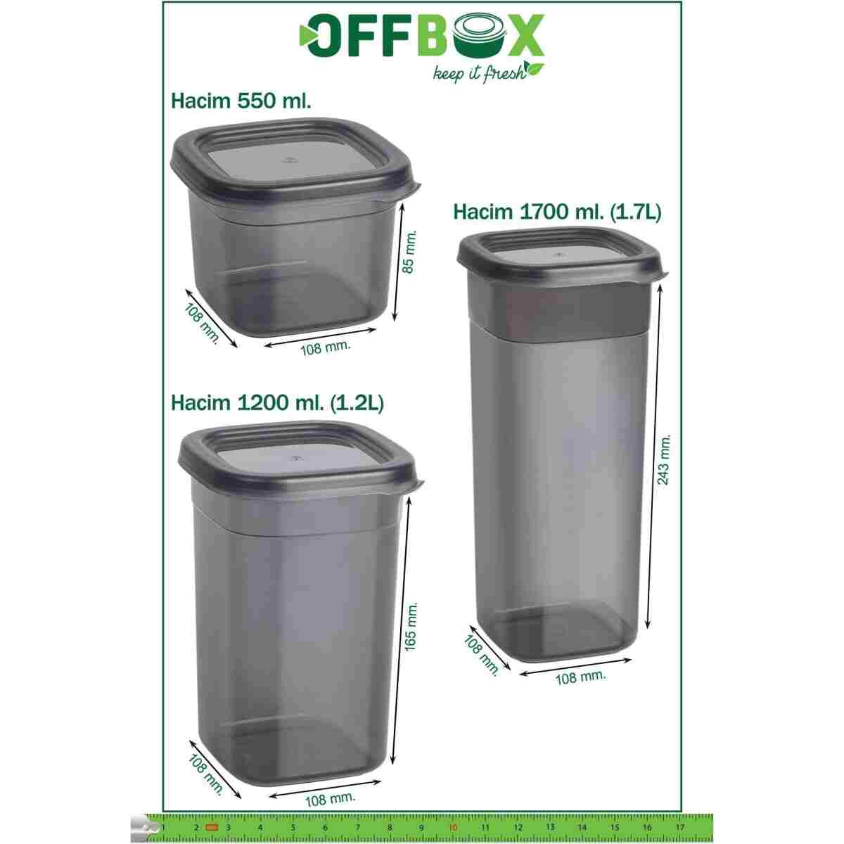 OFFBOX 24 Adet 48 Parça 0,55-1,2-1,7 Litre Kare Erzak Bakliyat Saklama Kabı Seti 40 Etiket Hediyeli - Görsel 8