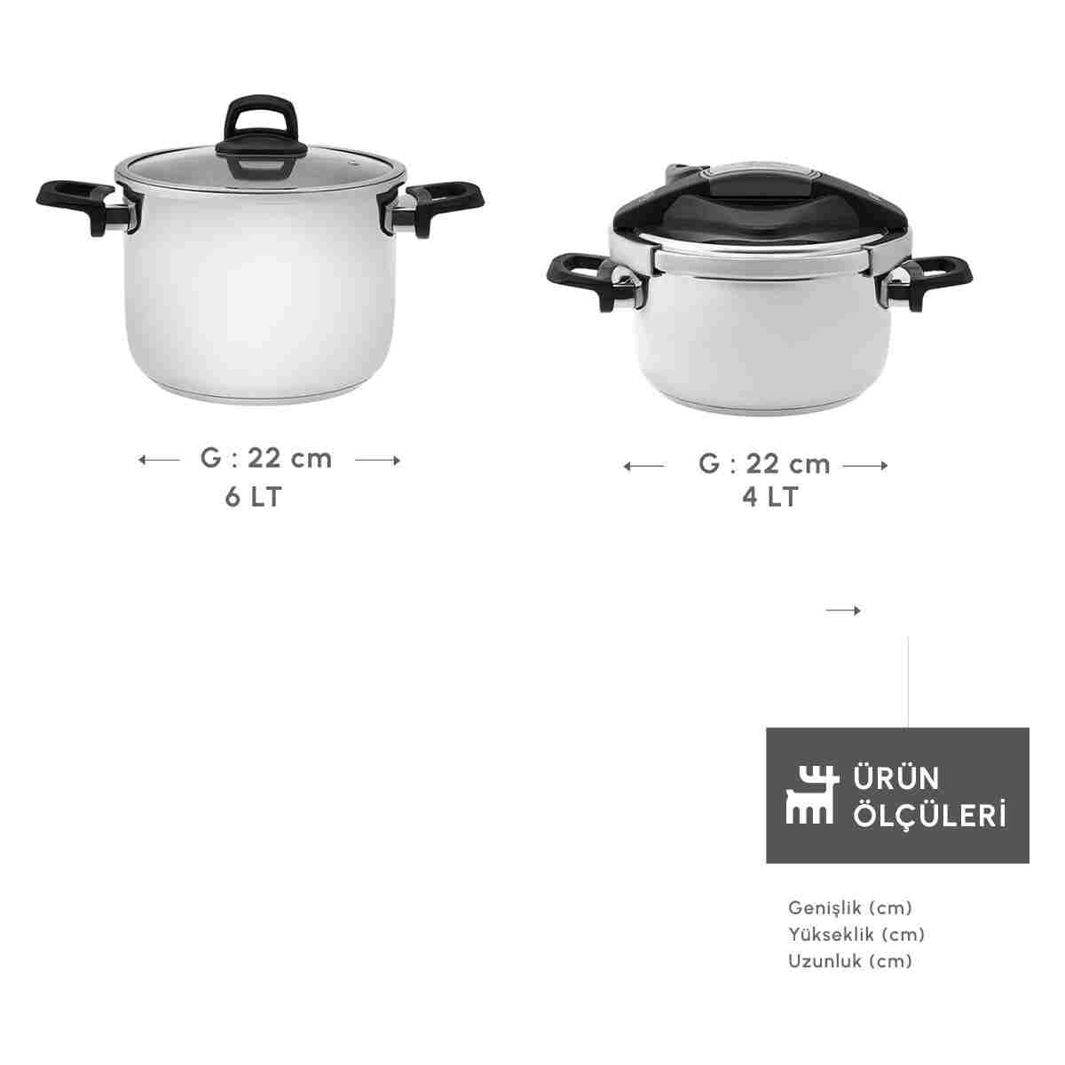 Karaca Perfect Gray Indüksiyon Tabanlı Düdüklü Tencere Seti 4+6 Litre - Görsel 9