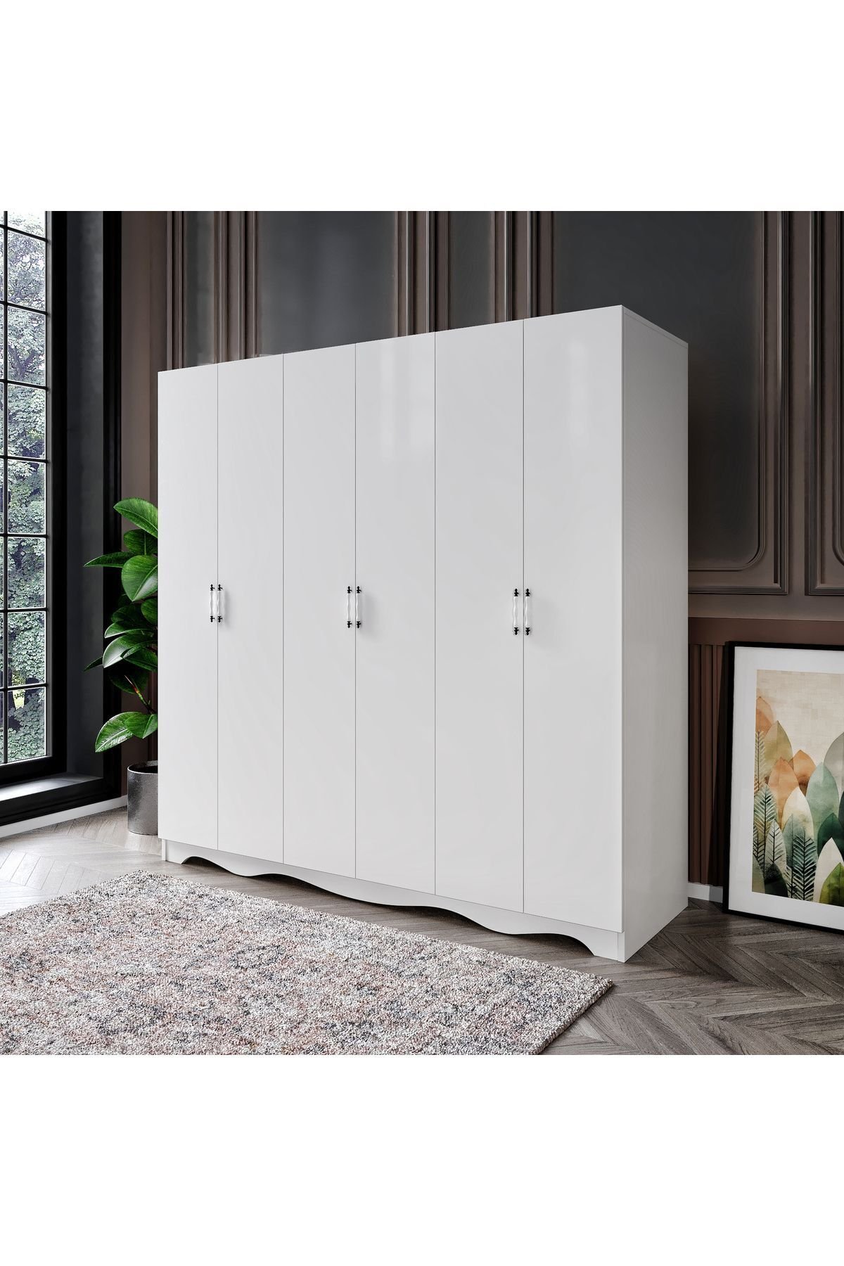 KZNMOB HOME Free 6 Kapaklı 2 Çekmeceli Modern Modüler Gardırop, Elbise Dolabı - Tamamı 1. Kalite Mdf
