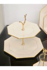 atabey home collection Krem Gold Cam 6 Kişilik 31 Parça Pasta Çay Servis Ikram Takımı - Görsel 4