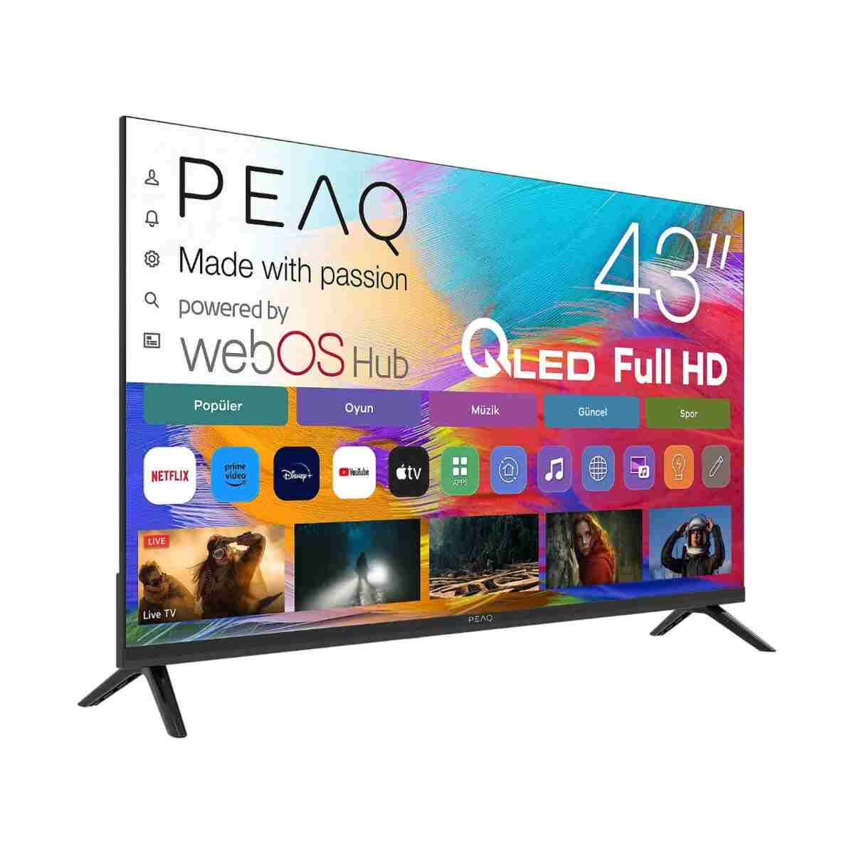 PEAQ 43Q90 43 inç 108 Ekran Dahili Uydu Alıcılı WebOS Full HD QLED TV - Görsel 2