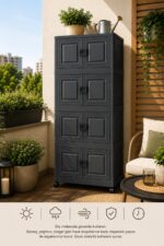 Solto Home 4 Katlı Çok Amaçlı Dolap Katlanır Tekerlekli Mıknatıslı Kapaklı Portatif Organizer - Görsel 9