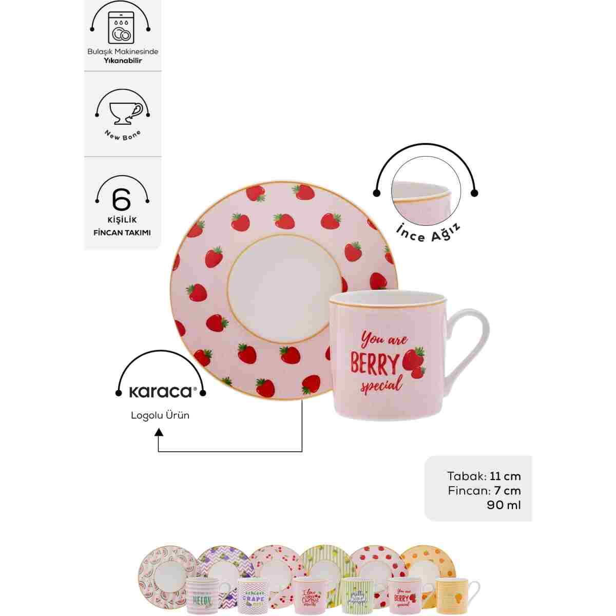 Karaca Fruitee 6 Kişilik Kahve Fincan Takımı 90 Ml - Görsel 2