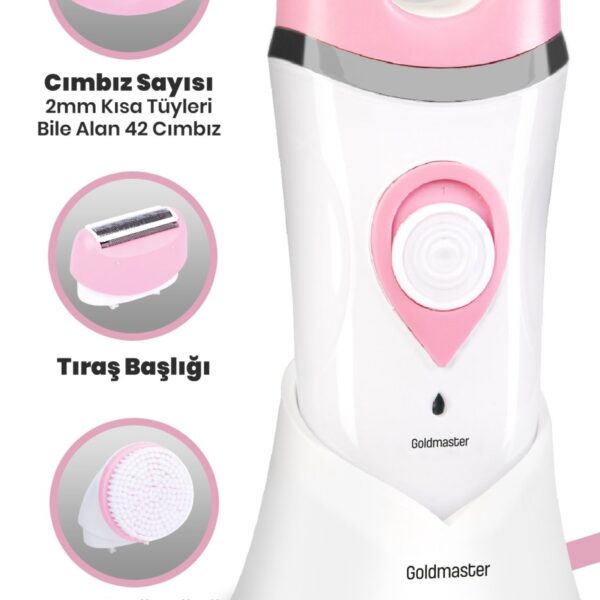 GOLDMASTER Peri Şarj Standlı Islak Kuru 3 In 1 Cilt Yüz Temizleme Fırçalı Kablolu Kablosuz Kullanımlı Epilatör