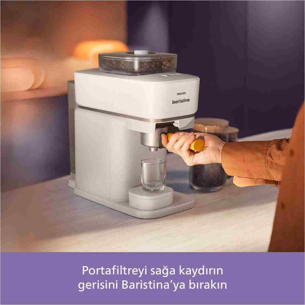 Philips Baristina Serisi Espresso Makinesi, 16 Bar Basınç, Kompakt, Beyaz, BAR300/03 - Görsel 3