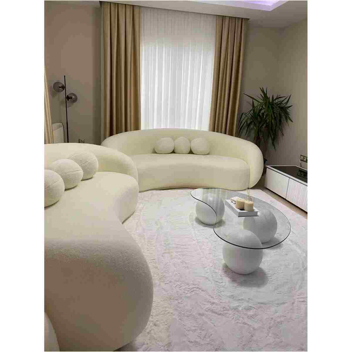 Bilgin Design Fasulye Teddy Koltuk Takımı 3 3 1 Süt Beyaz - Görsel 3