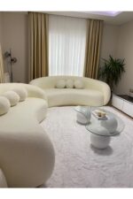Bilgin Design Fasulye Teddy Koltuk Takımı 3 3 1 Süt Beyaz - Görsel 3