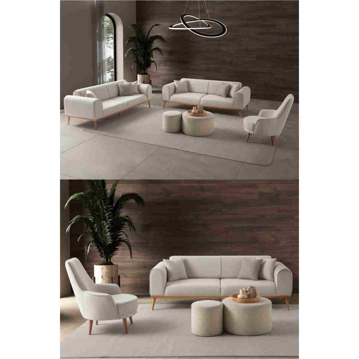 EDSY HOME Rebull 3+3+1 Koltuk Takımı Kahverengi + Sütlü Kahve - Görsel 11