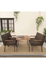 Mygusi Hayal Balkon, Bahçe, Cafe, Metal Kanepe Koltuk Takımı , Bahçe Mobilyası, 60x90 Masalı - 211 Kahve - Görsel 3