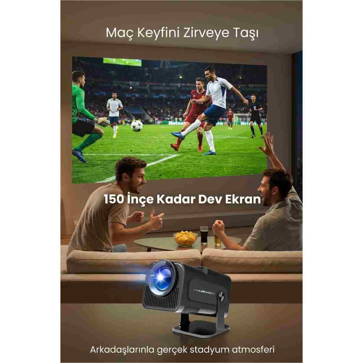 SEYUWATCH Taşınabilir Sinema Dizi Film Projeksiyon 1080P/2K/4K Ev Sineması Dahili Android 11 Perde Hediyeli - Görsel 4