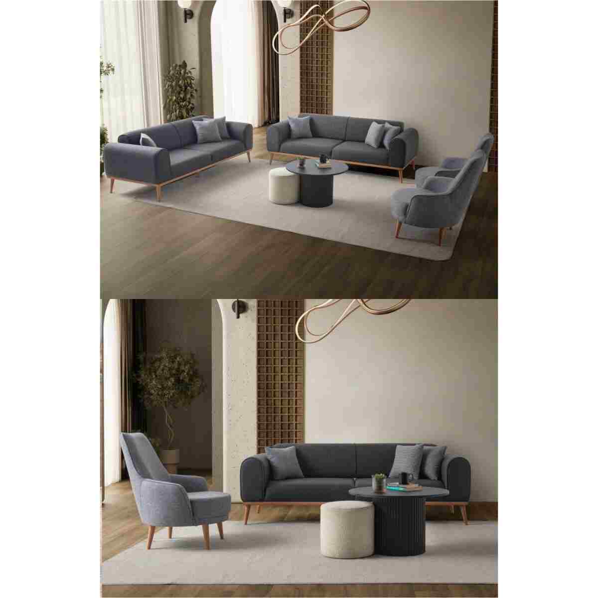 EDSY HOME Rebull 3+3+1+1 Koltuk Takımı Gri Renk - Görsel 13