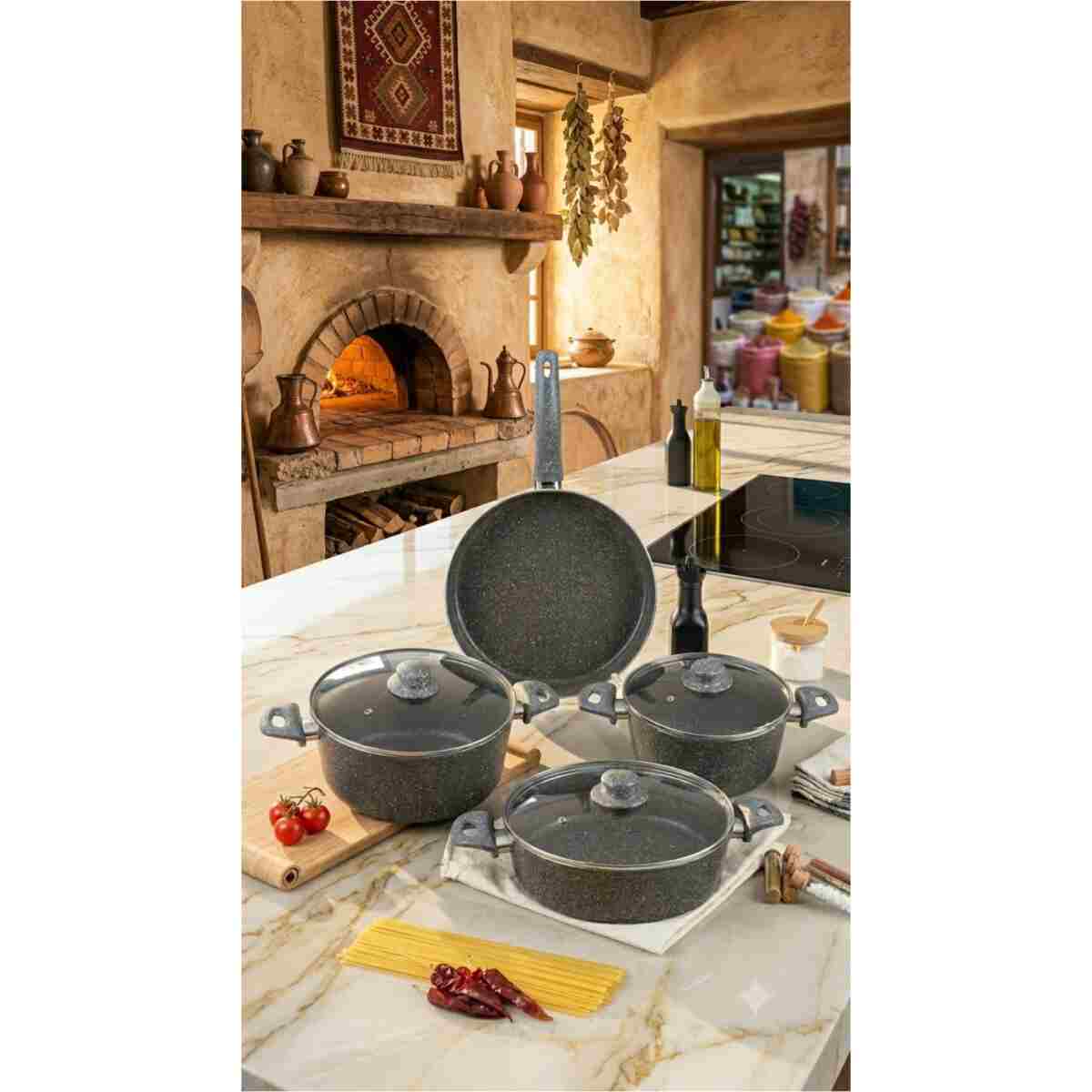 AVANGARDA Granit 7 Parça Trendlon Chef Granit Tencere Seti - Görsel 6