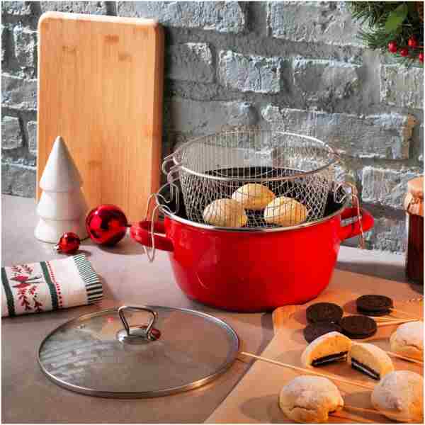 Schafer Fry Çıtır Kızartma Tenceresi 22 Cm 3 Parça-Kırmızı