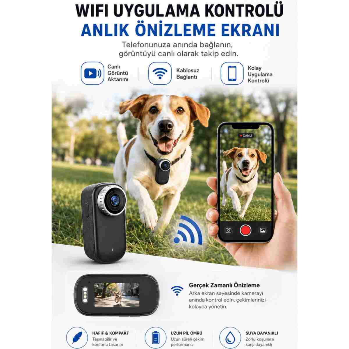 SEYUTECH 4K Ekranlı Mini Aksiyon Kamerası 360° Lens Dönüşü Bataryalı Taşınabilir Wireless Vlog Kamerası - Görsel 4