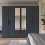 Metalia Gm820 Armina Lüx 6 Kapı 2 Çekmeceli Aynalı Ceviz-Antrasit Gri Gardırop