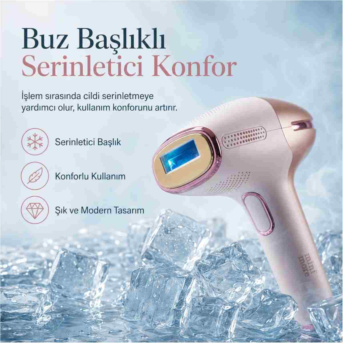 Mini More Beauty Professional 999.999 Flash Buz Başlıklı IPL Lazer Epilasyon Cihazı - 9 Enerji Seviyeli - Görsel 8