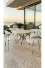 fursimo Adore Serisi Açılabilir Yemek Masası Takımı 100x100 → 135x100 cm | 1. Sınıf MDF Lak Panel | Metal Ay