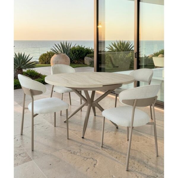 fursimo Adore Serisi Açılabilir Yemek Masası Takımı 100x100 → 135x100 cm | 1. Sınıf MDF Lak Panel | Metal Ay