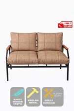 UFUK HOME 2'li Koltuk Bahçe Mobilyası Bahçe Takımı Metal Balkon Takımı Çay Seti - Görsel 4